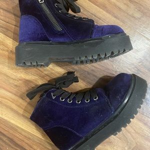 YRU slayer purple velvet boots